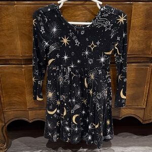 Little sleepies Black and Gold Starry Night Dress
